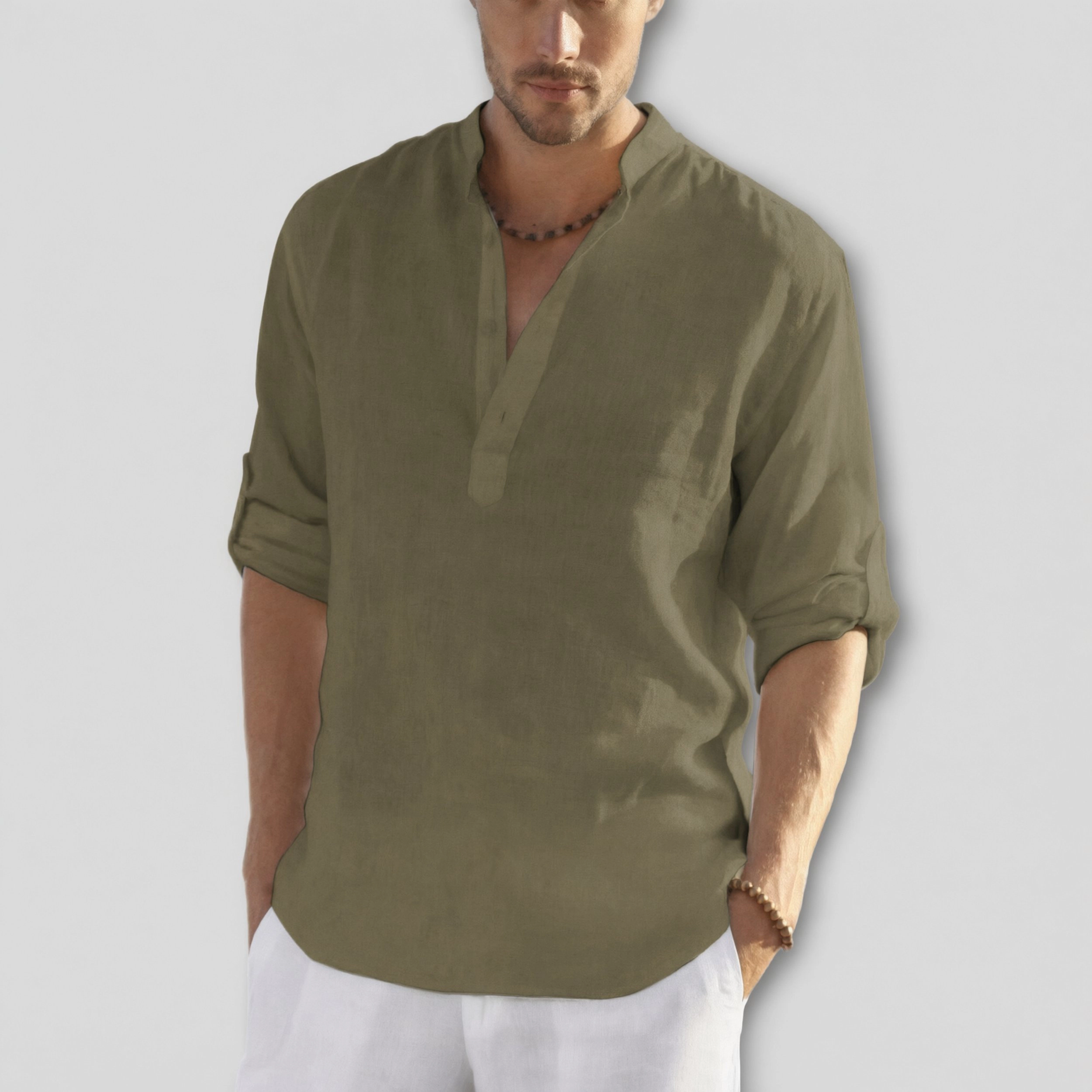 COOFANDY Mens Casual Long Sleeve Shirts Fall Henley V Neck Solid Curved Hem Tops