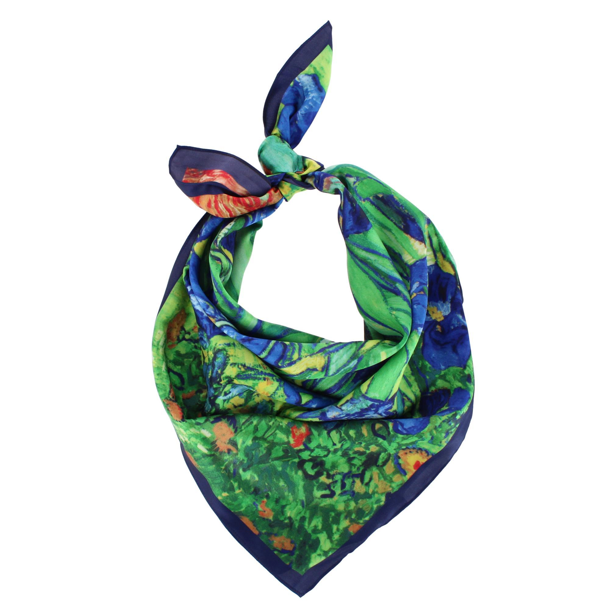 The Magic Scarf Company Women's Van Gogh Irises Print Silky Square Scarf