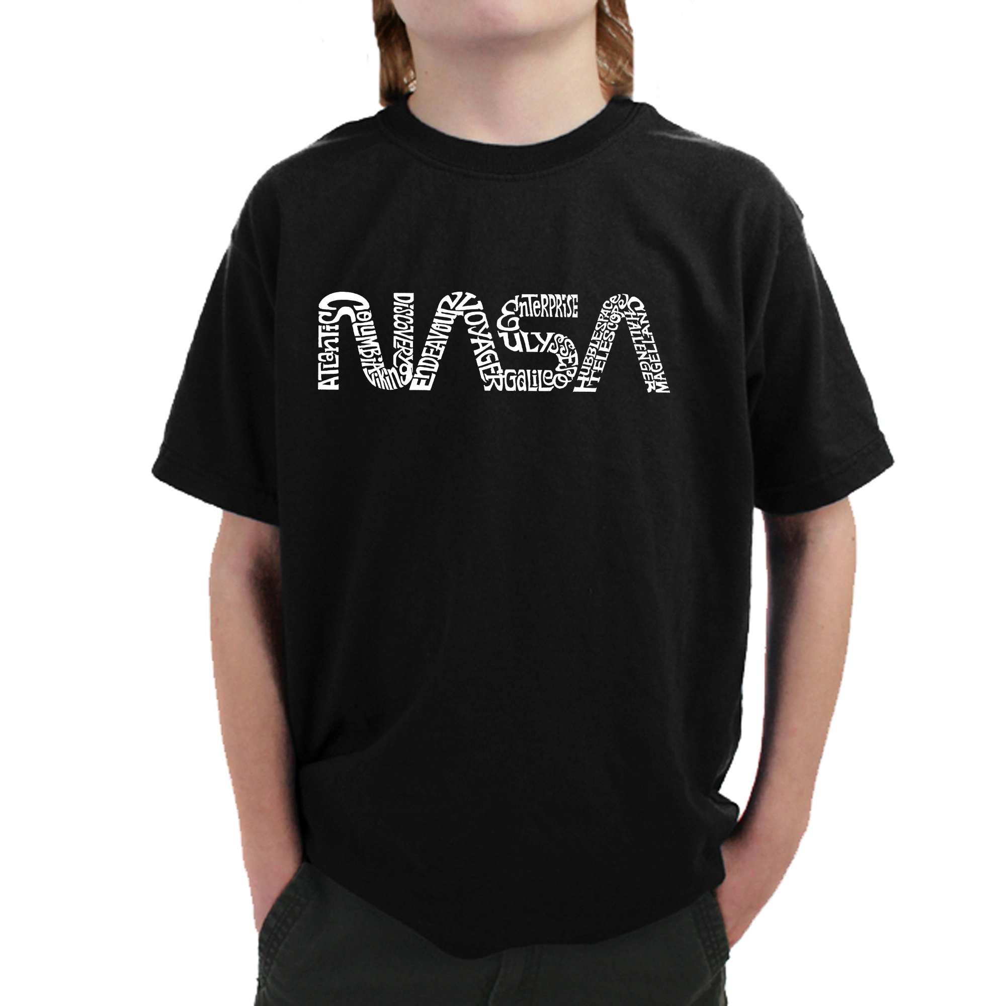LA Pop Art Boy's Word T-Shirt - Worm Nasa