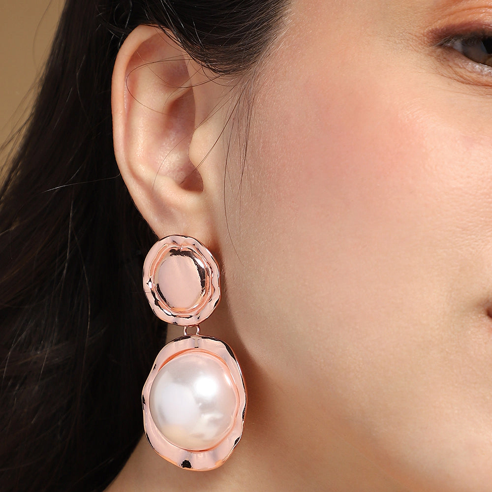 SOHI Women's The Roma-Perle Drop Earrings - Rose Gold