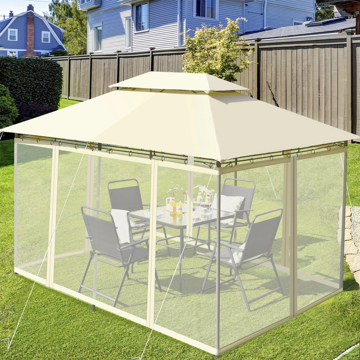 SUGIFT Removable Netting Sidewalls 13 x 10 ft Patio Gazebo Canopy Shelter