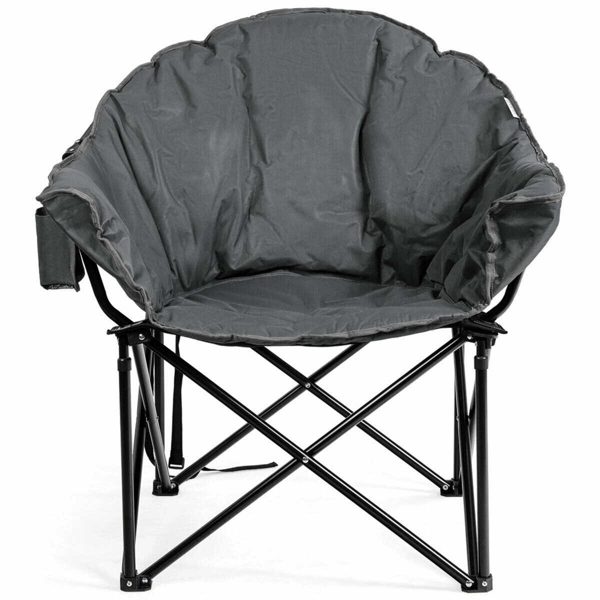 SUGIFT Folding Camping Moon Padded Chair with Carrying Bag 300-lb Capacity Brown Gray Navy Red Black