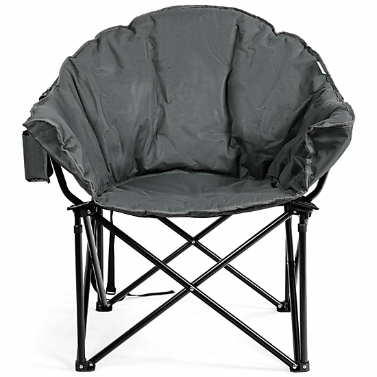 SUGIFT Folding Camping Moon Padded Chair with Carrying Bag 300-lb Capacity Brown Gray Navy Red Black