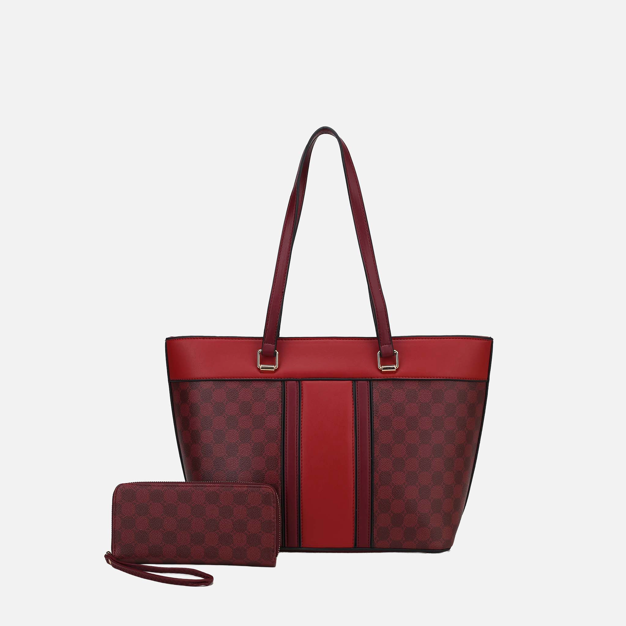 Mia K Collection Fabiola Printed Vegan Leather Tote with Matching Wallet