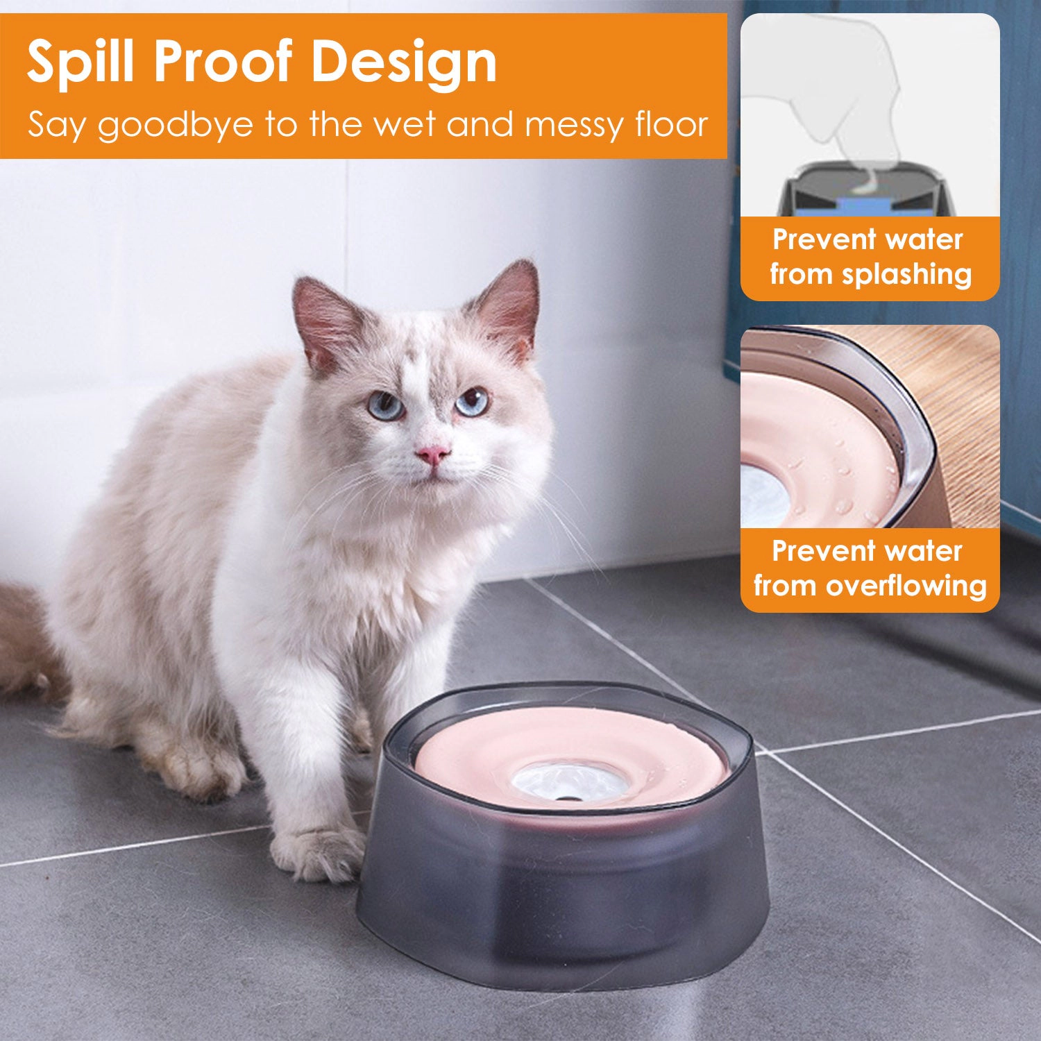 GBruno No-Spill Slow Water Feeder Pet Bowl 47oz