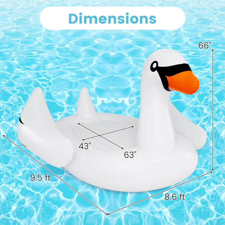 SUGIFT Adult White 4-Person Inflatable Swan Pool Float Island with 4 Cup Holders 9.5-ft W 925-lb Float Capacity