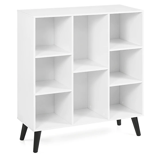 SUGIFT 8-Cube White Bookcase with Raised Splayed Legs 32-in W 12-in D 37.5-in H 220-lb Total Capacity