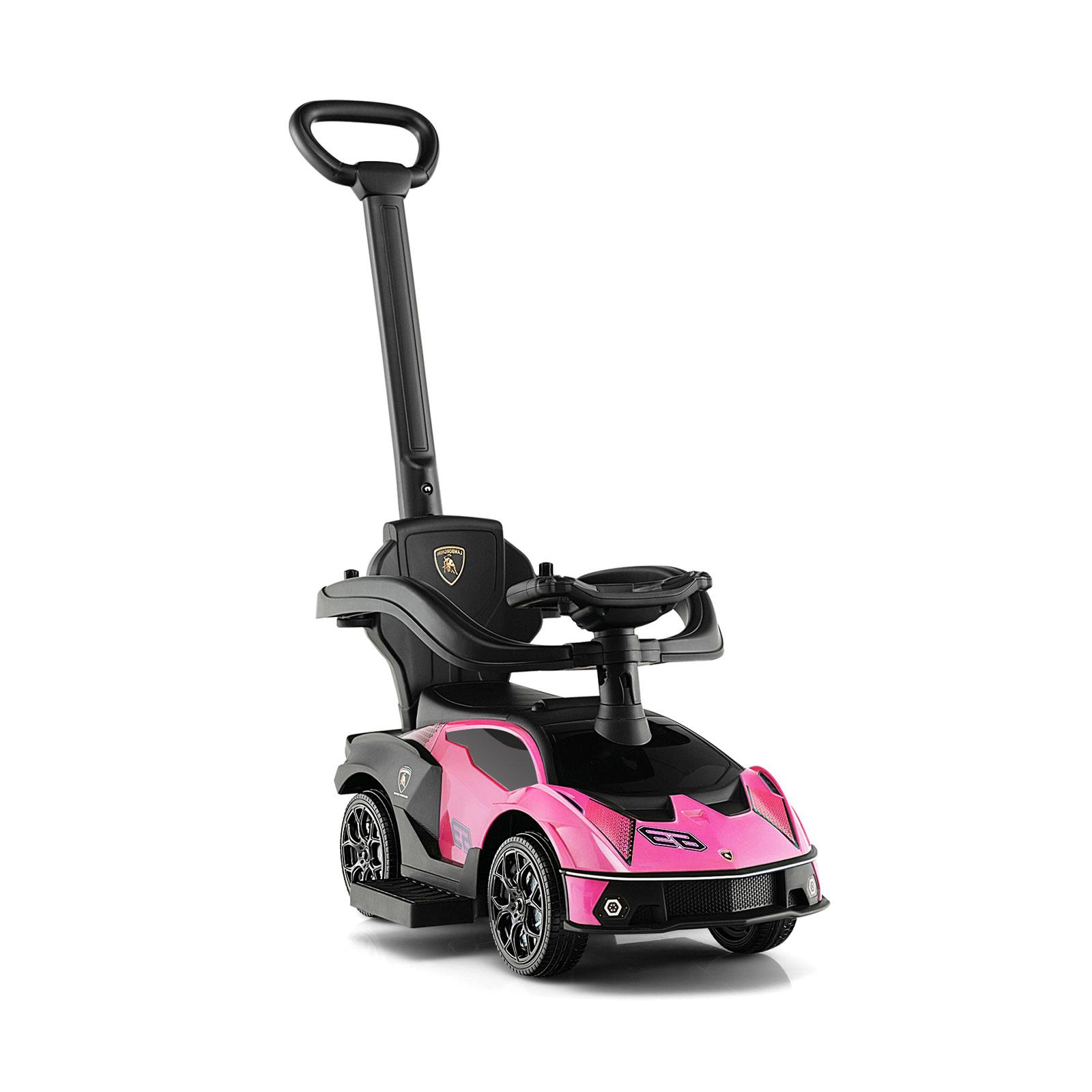 SUGIFT Toddler Pink 3-in-1 Ride On Push Car with Parent Handle and Guardrail 34-in W 35.5-in H 55-lb Seat Capacity