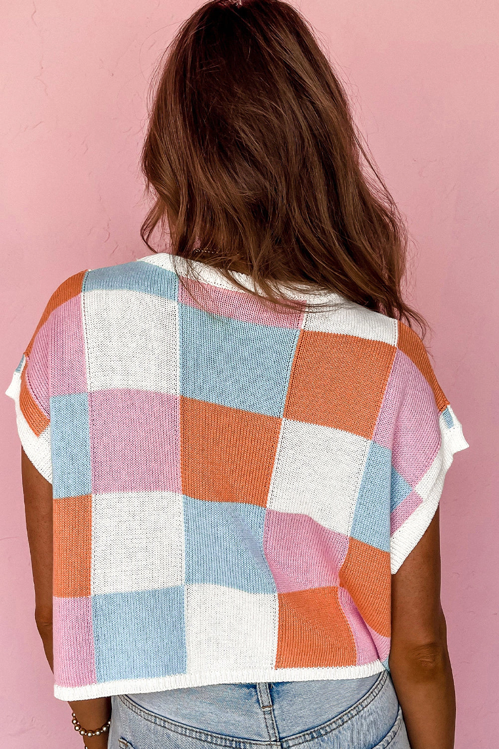 Sol Living Womens Color Block Cap Sleeve Sweater