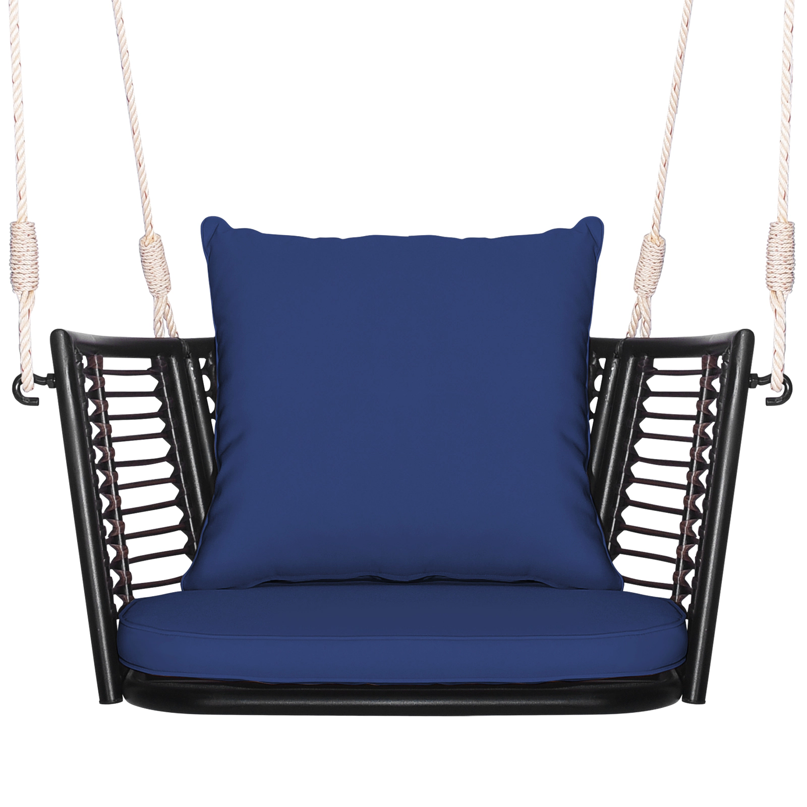 LJG Porch Swing Patio Hanging Rattan Chair with Zippered