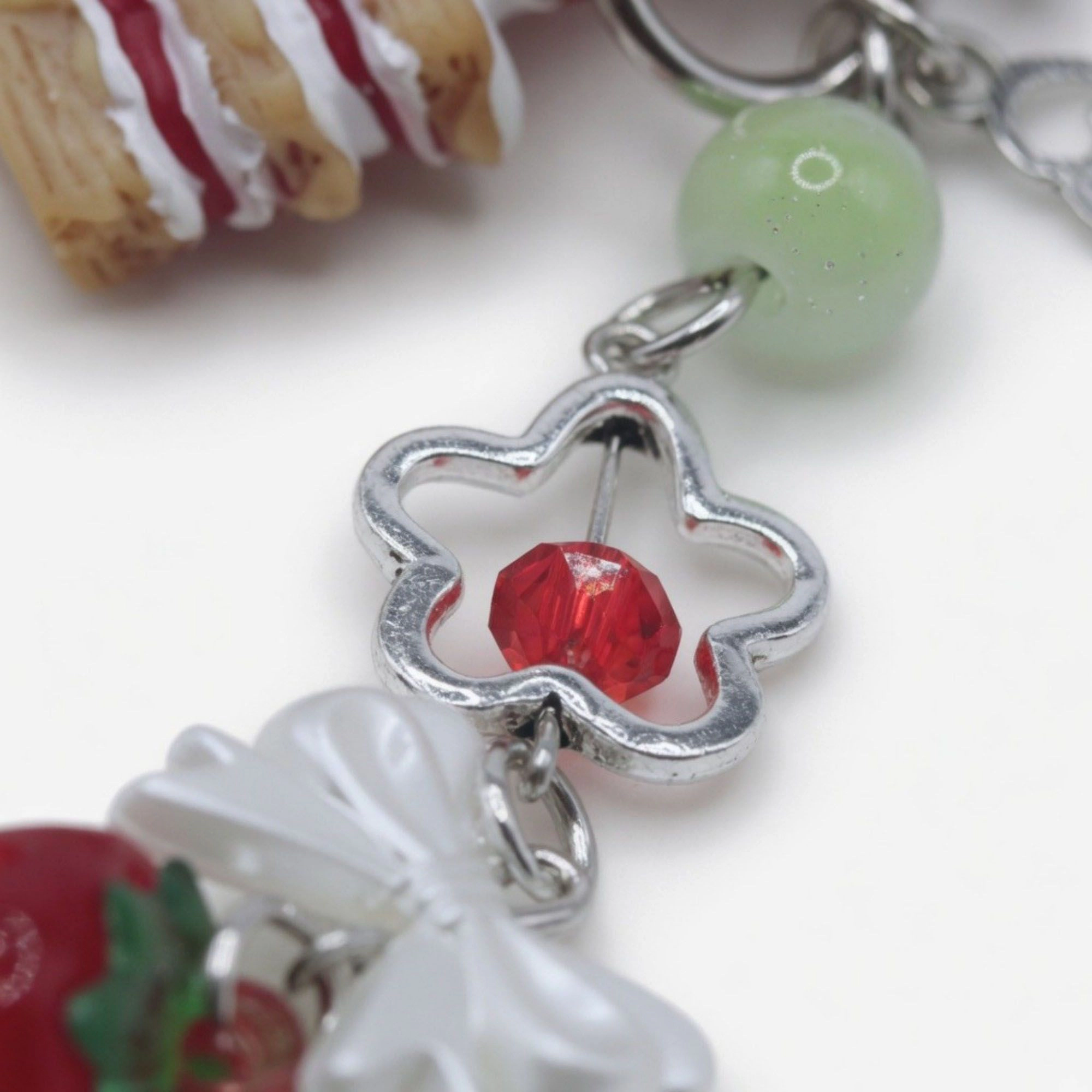 Alilang Women's Dessert Charm Keychain with Strawberry Pendant Cake Detail Star Clip Bag Charm Key Ring Accessory