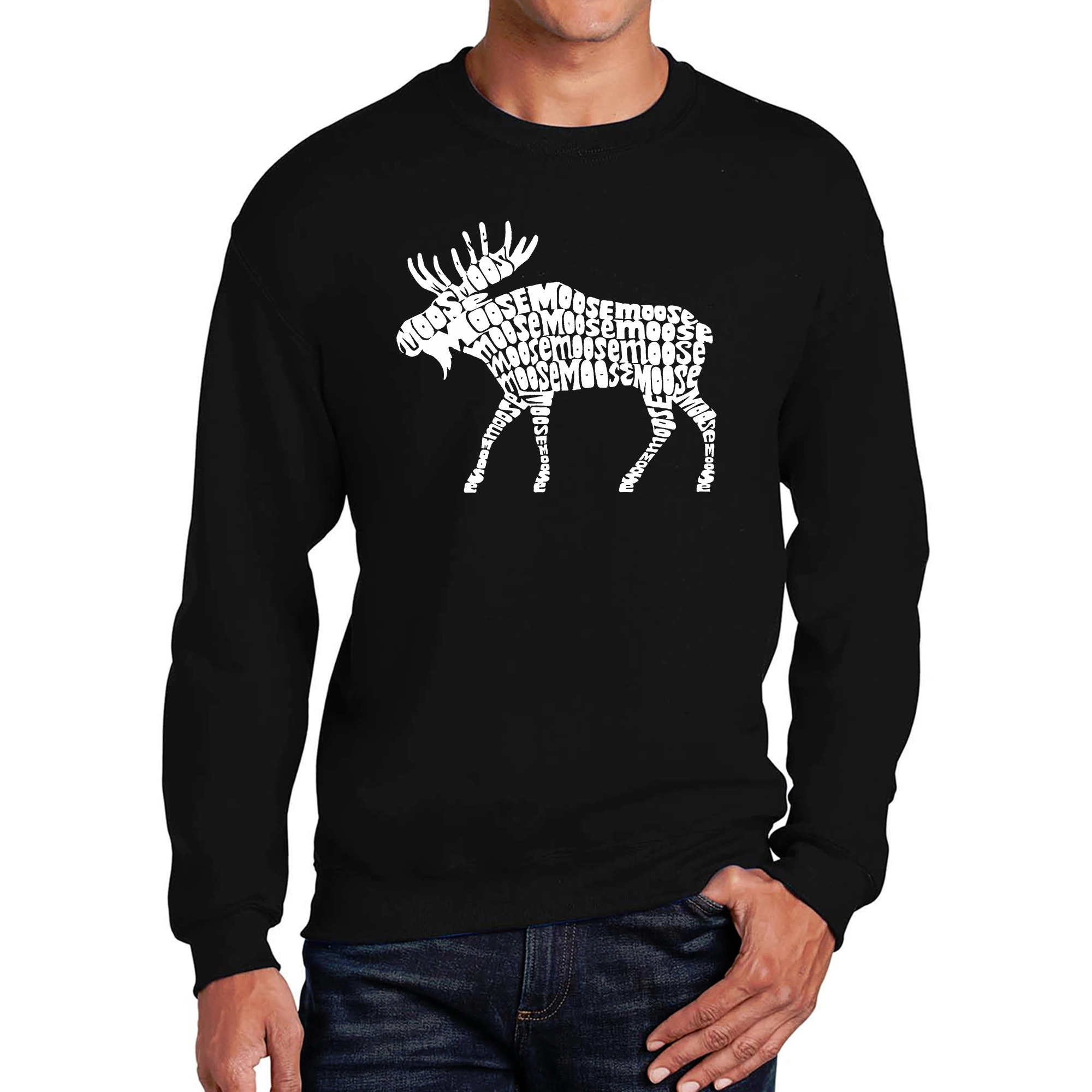 LA Pop Art Moose - Mens Word Crew Sweatshirt