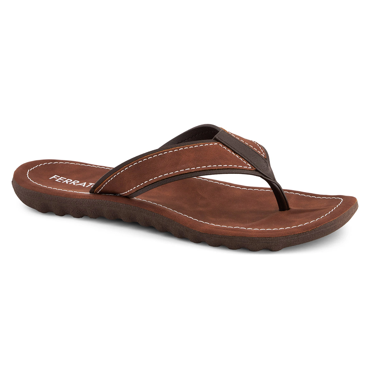 Ferrato Mens Thong Sandals -, Soft-Texture, Decorative Stitching