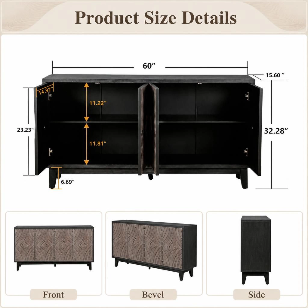 GOODSILO 60" Freestanding Floor Storage Cabinet