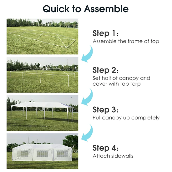 SUGIFT 10 x 30Feet Outdoor Canopy Tent with 6 Removable Sidewalls and 2 Doorways White