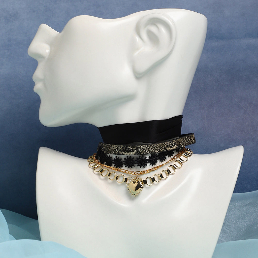 SOHI Women's Raven Black the Suffragette Multi-Layer Necklace