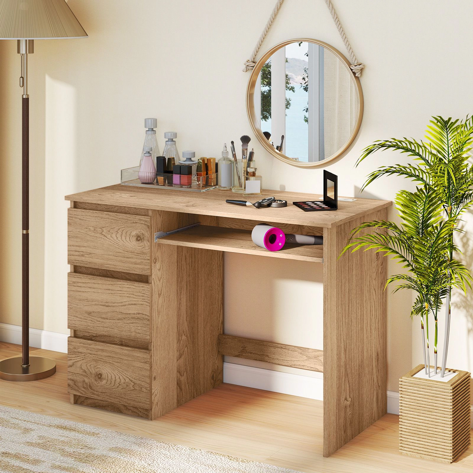 SlickBlue Computer Desk with Charging Station and 3 Drawers