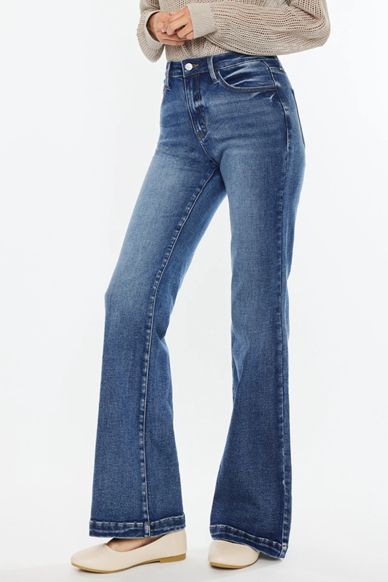 Kancan Women's Essentials High Rise Wide Leg Flare Jeans Avonlea