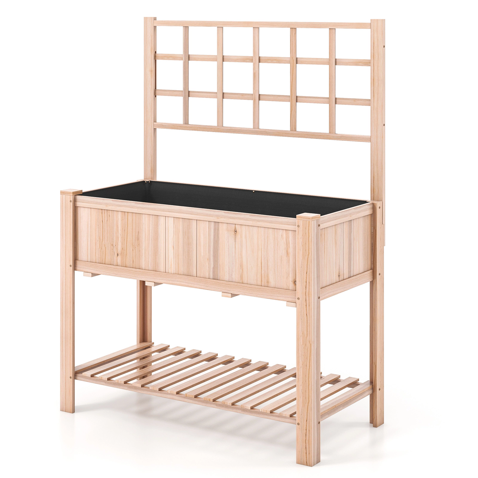 LJG Raised Garden Bed Elevated Wooden Planter Box with Trellis