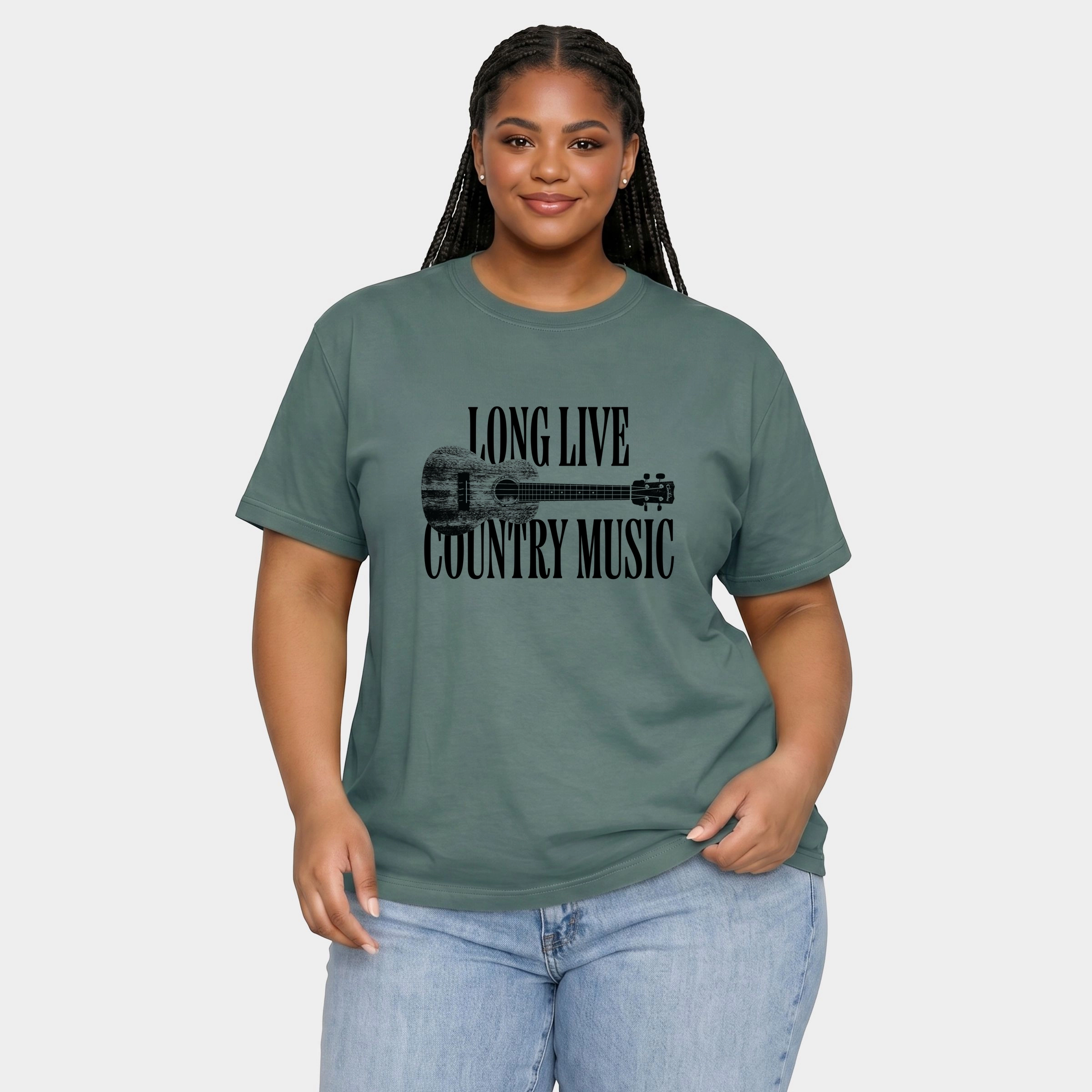 Simply Sage Market - Women's Plus Sized Garment Dyed Graphic T-Shirt Long Live Country Music