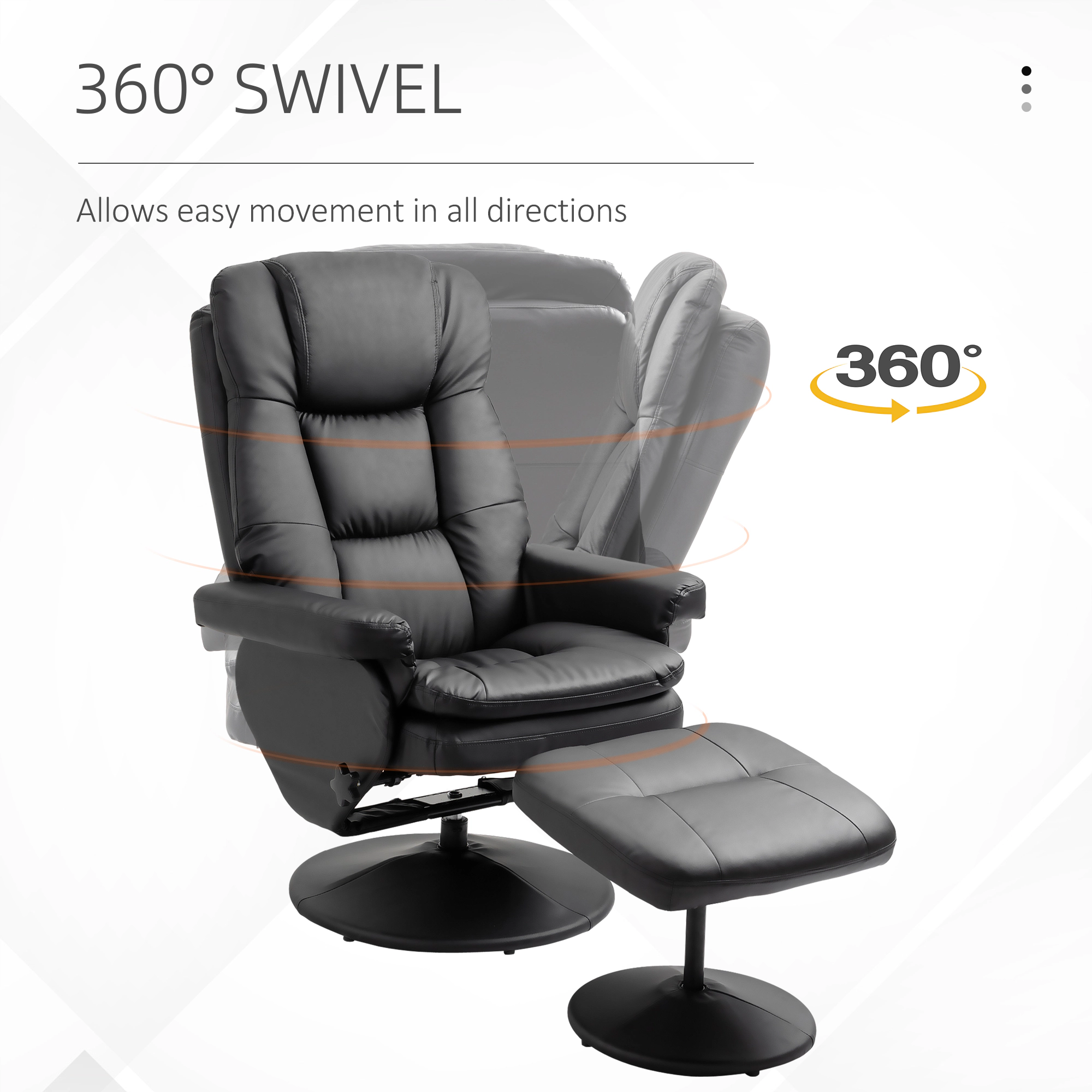 Hivvago Swivel Recliner Chair With Round Base And Ottoman