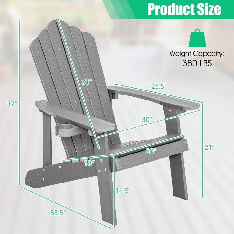 Hivvago Outdoor All-Weather HIPS Adirondack Chair with Integrated Cup Holder