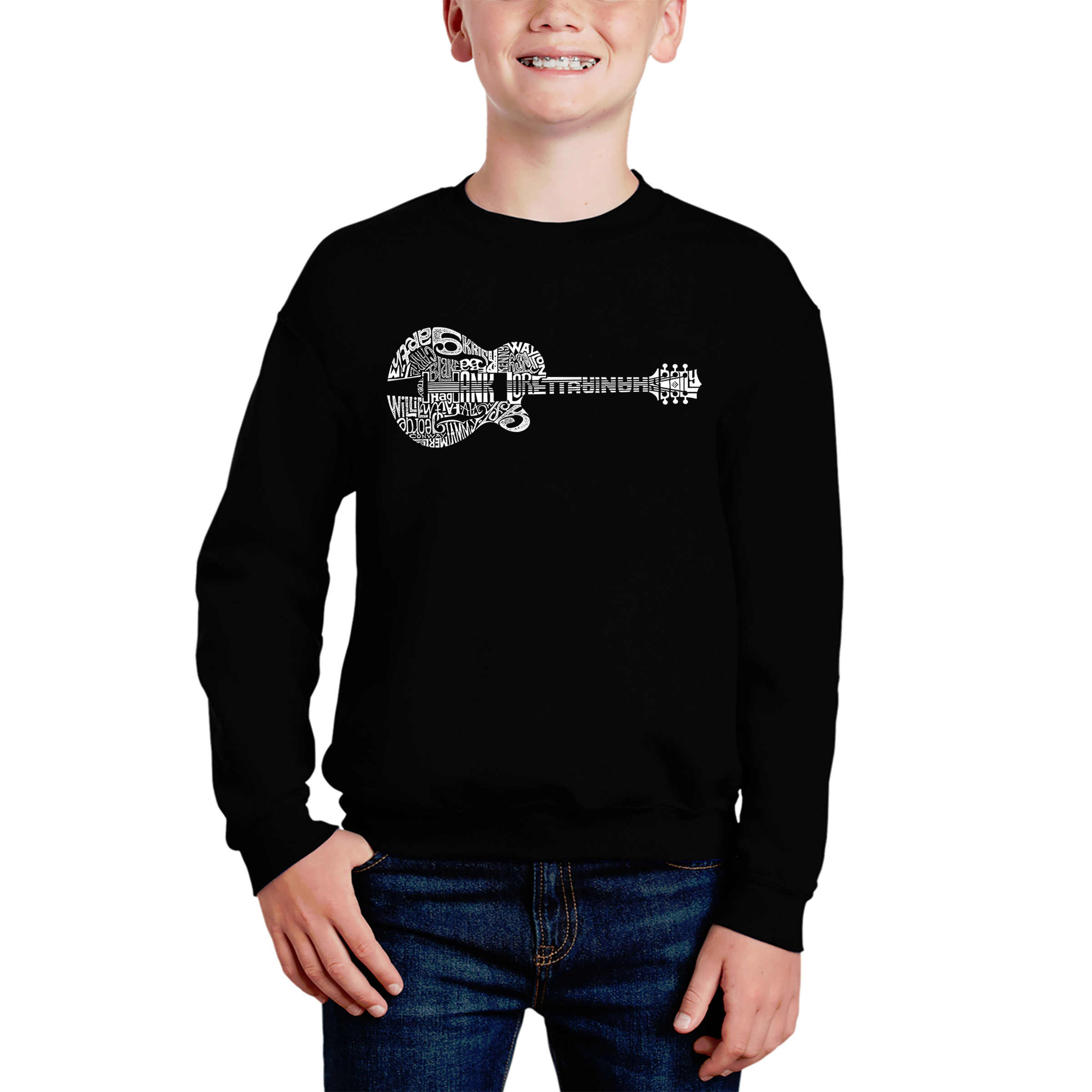 LA Pop Art Boy's Word Sweatshirt - Country Guitar