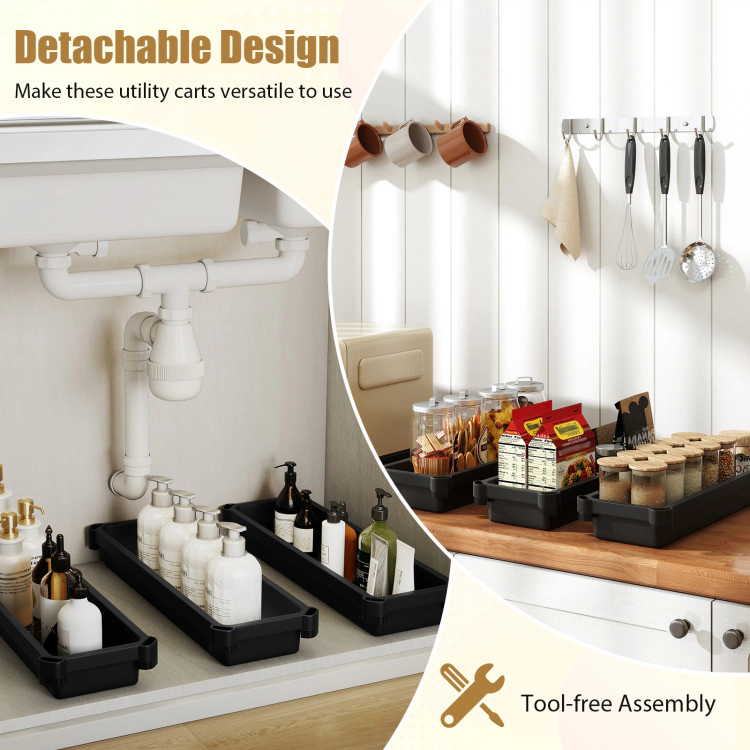 Hivvago 3-Tier Slim Rolling Storage Cart 2-Pack Mobile Bathroom Organizer with Wheels