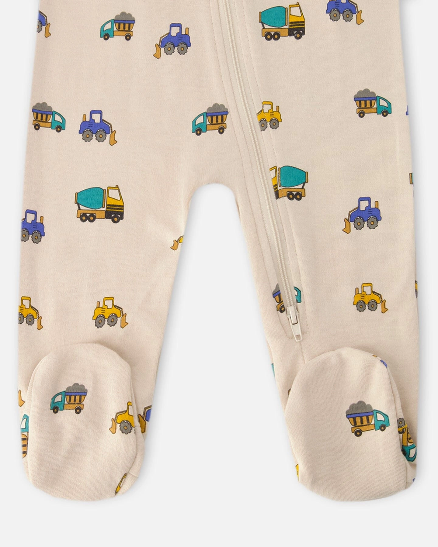 Deux par Deux Boys Organic Cotton Full-Length Zip Truck Print One-Piece Pyjama