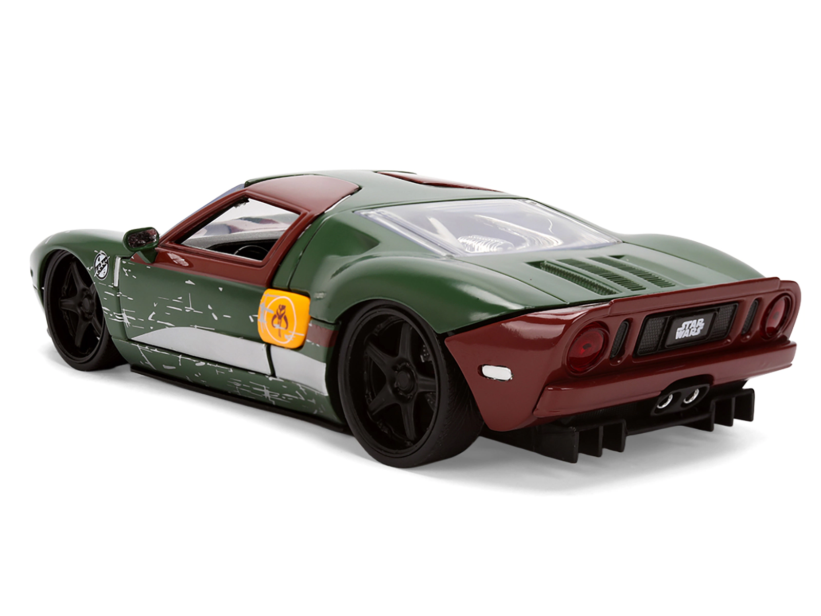 Jada 2005 Ford GT Green (Weathered) with Graphics and Boba Fett Figure "Star Wars" Franchise "Hollywood Rides"