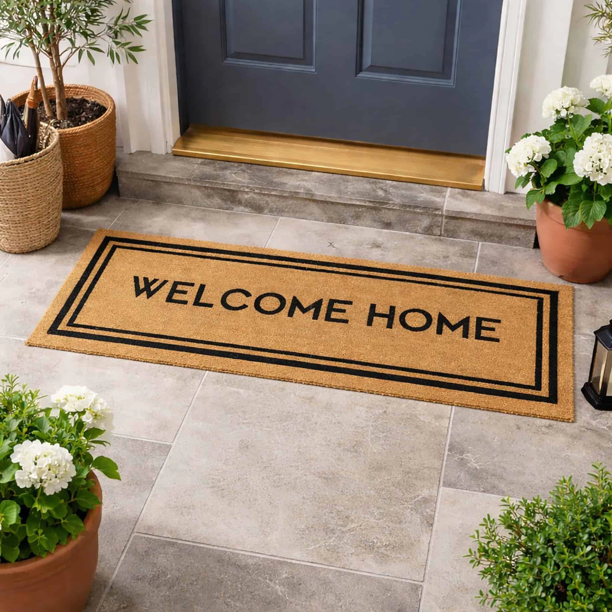 Evideco French Home Goods Natural Welcome Home Coir Doormat 48 x 18 Inches
