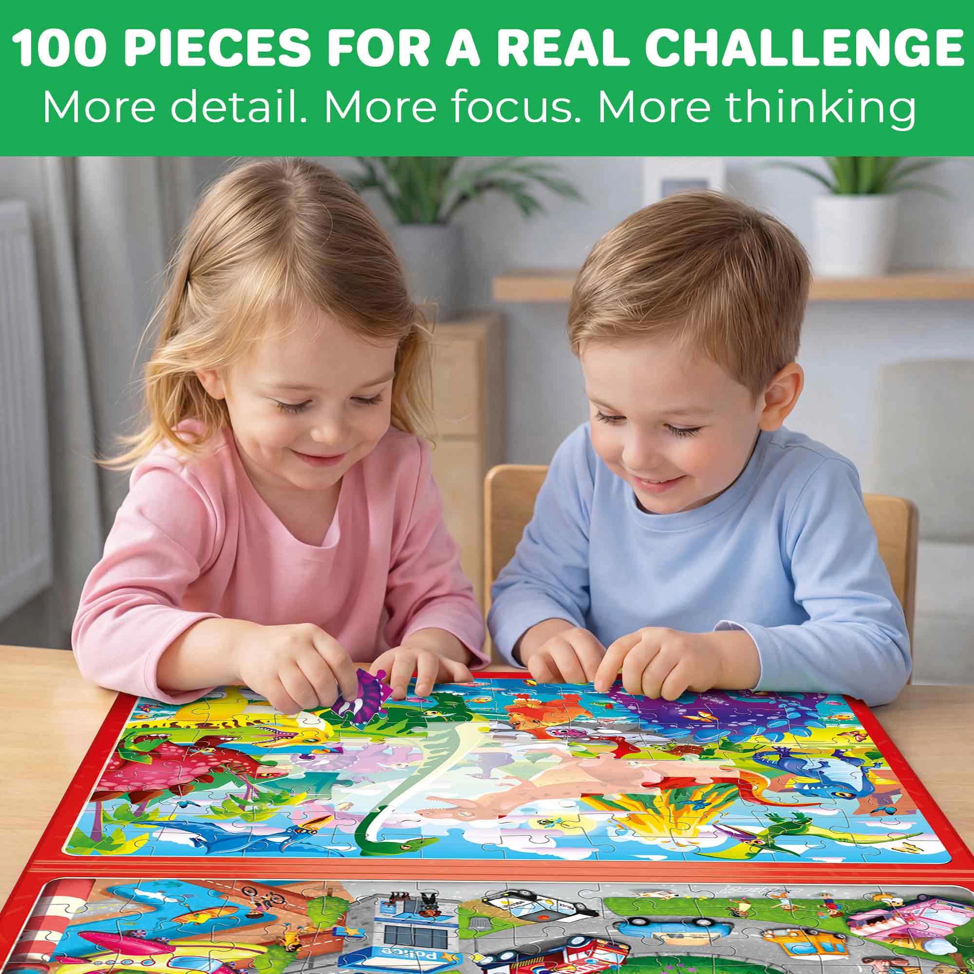 QUOKKA Magnetic Puzzle Book for Kids Ages 3–5, 100-Piece Travel Puzzle Set with Ocean, Space & Dinosaur Themes