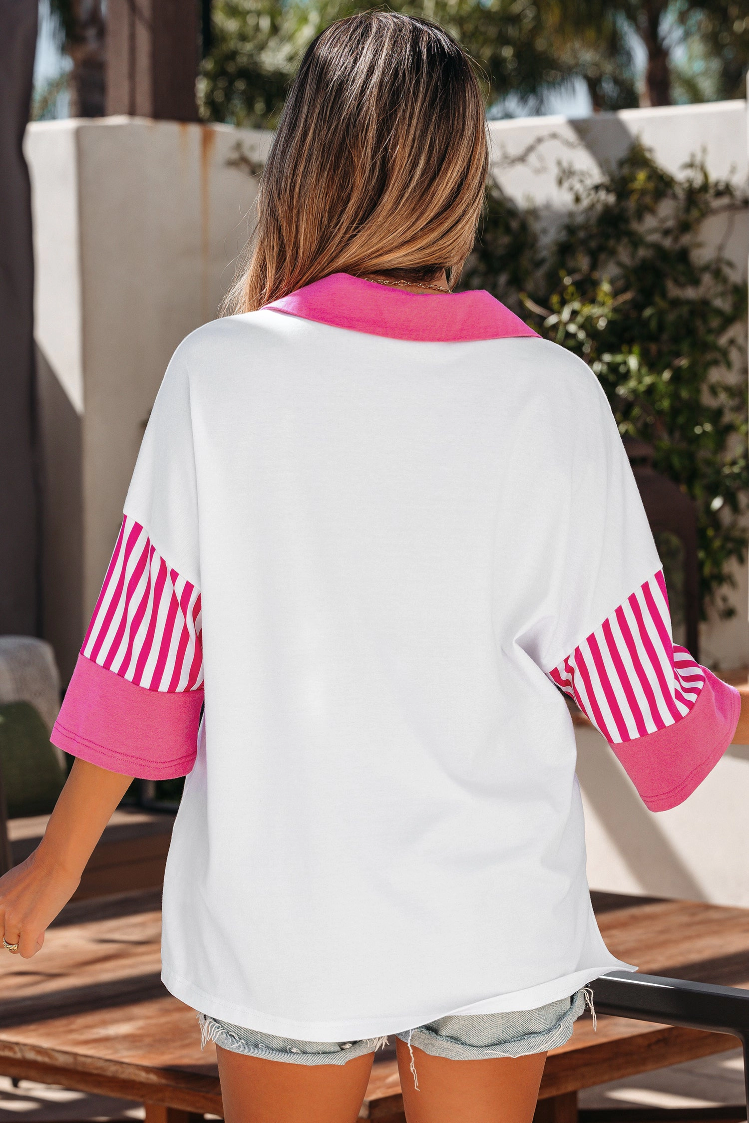 Threaded Pear Womens Leslie Colorblock Half Sleeve T-Shirt