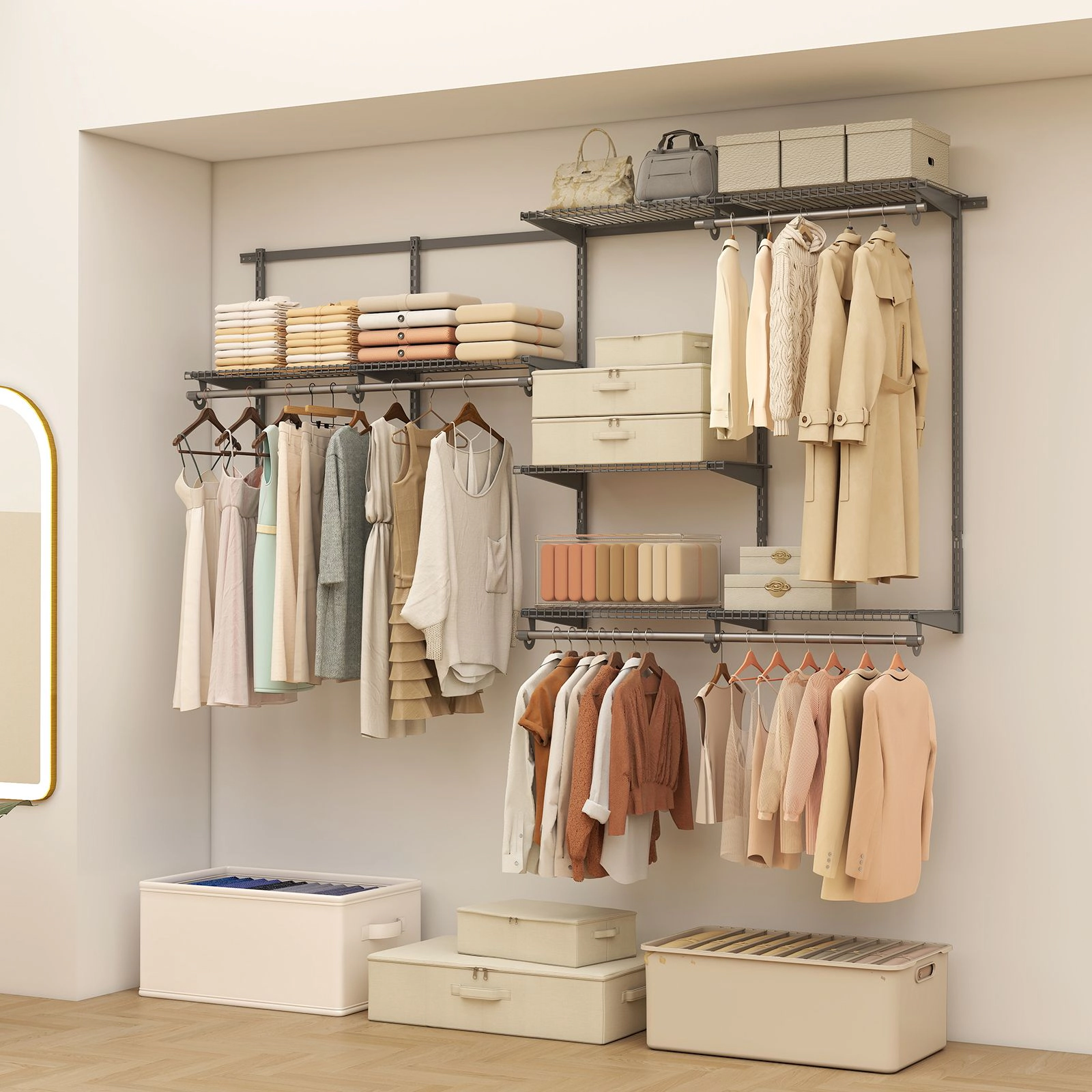 SlickBlue Wall Mounted Closet System 4 to 8 FT Adjustable Organizer