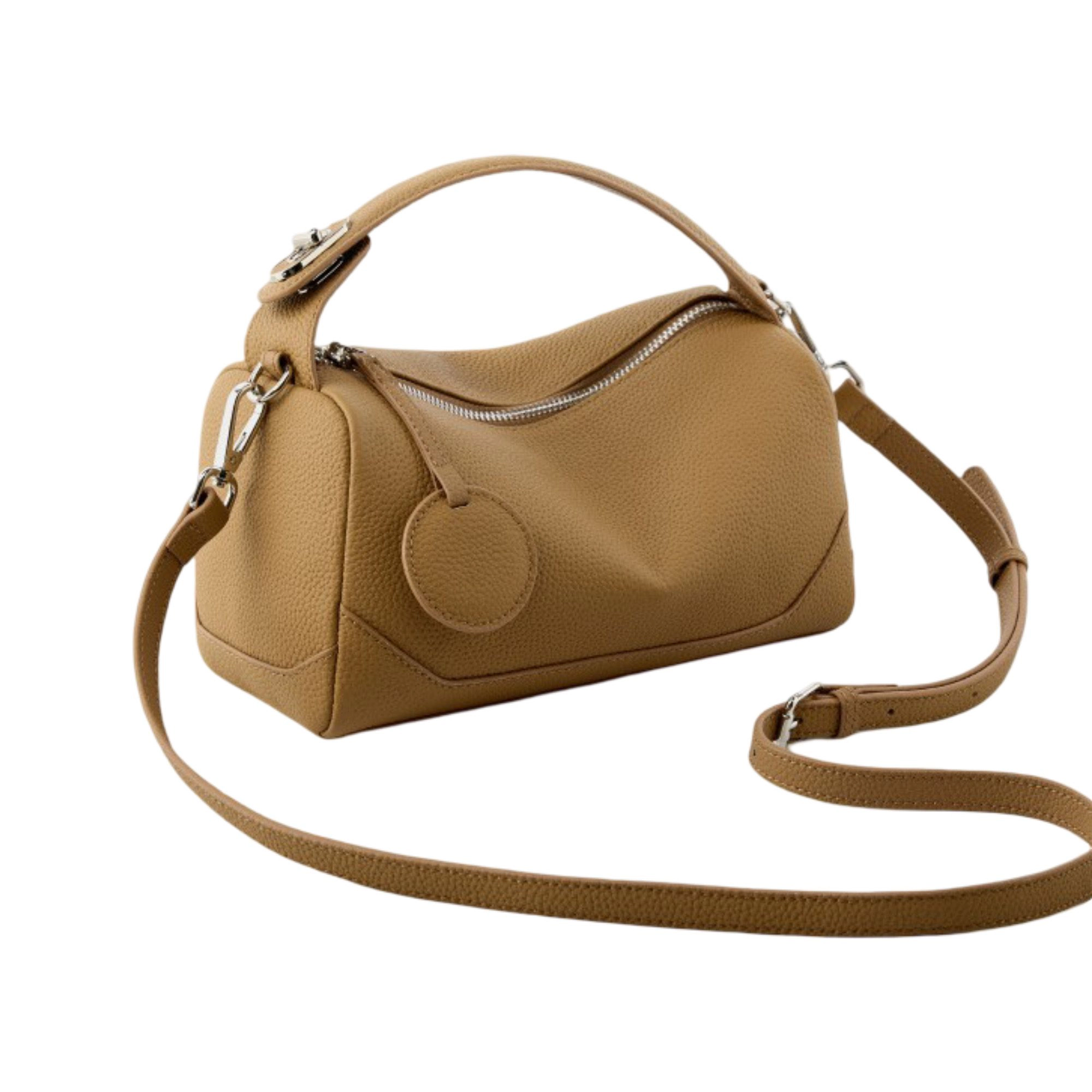 Alilang Women's Pebbled Leather Satchel Bag with Top Handle Adjustable Crossbody Strap and Zipper Closure