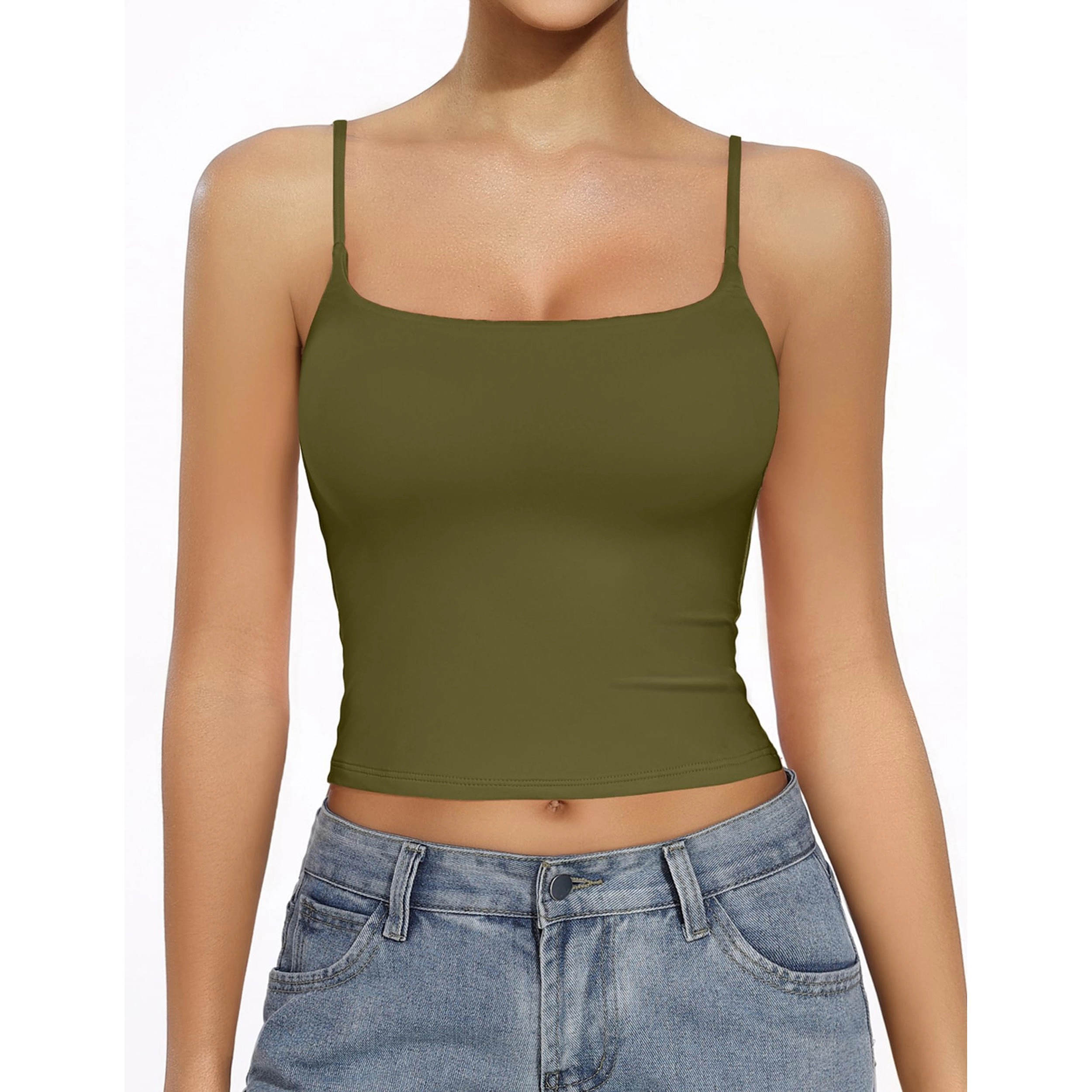 Avidlove Women's Square Neck Spaghetti Strap Double Lined Camisole Tank Top