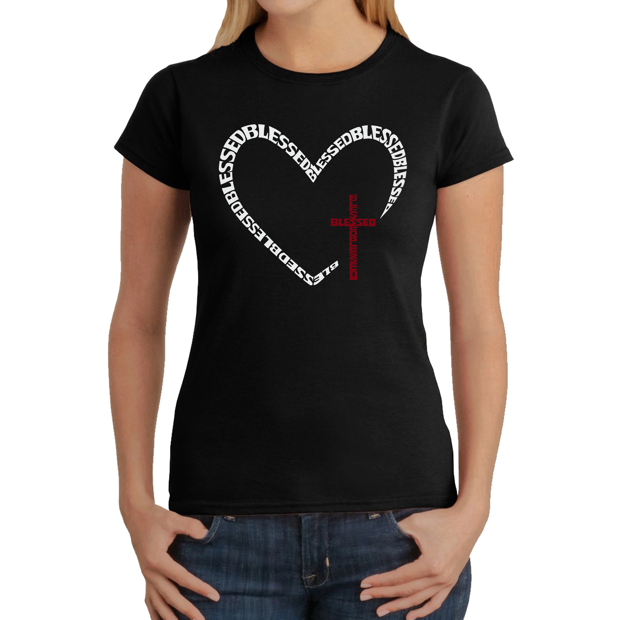 LA Pop Art Women's Word T-Shirt - Blessed Heart