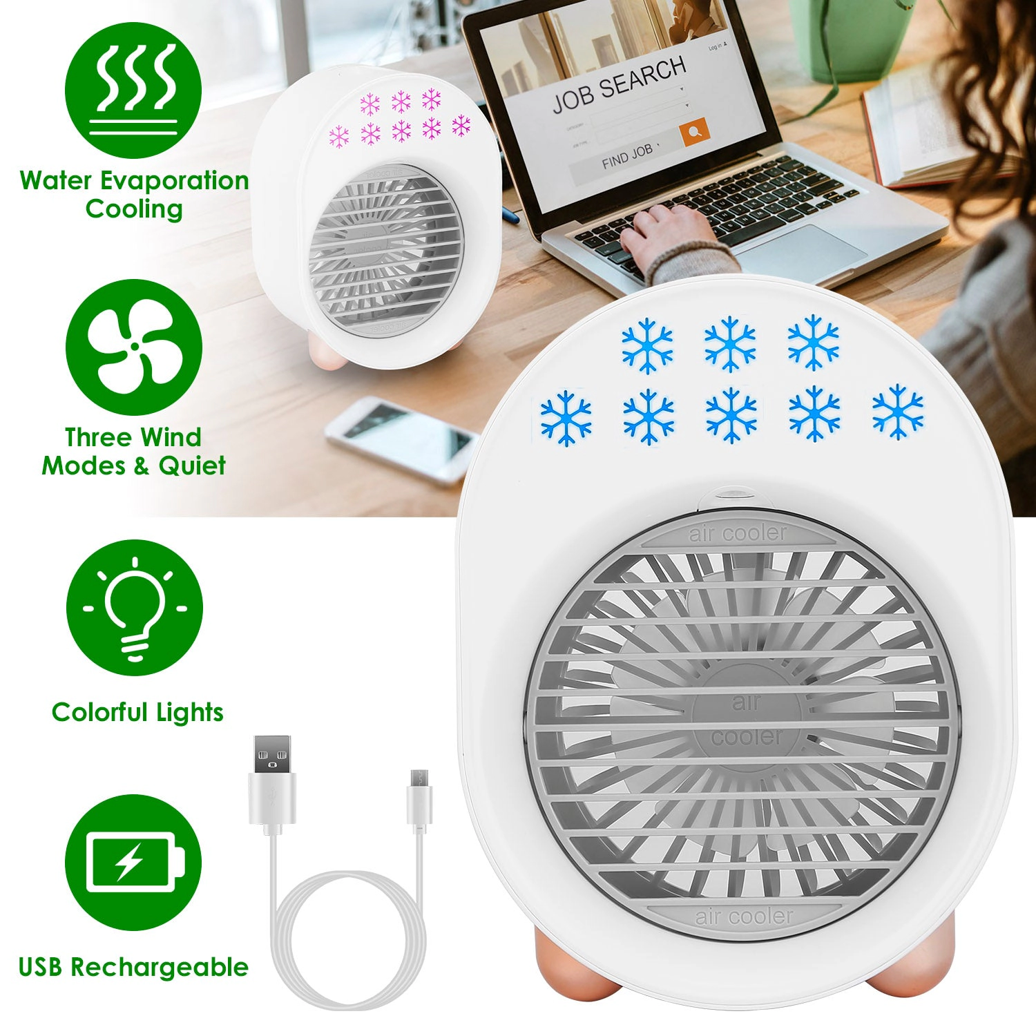 GBruno 4-in-1 Portable Desktop Air Cooler Fan