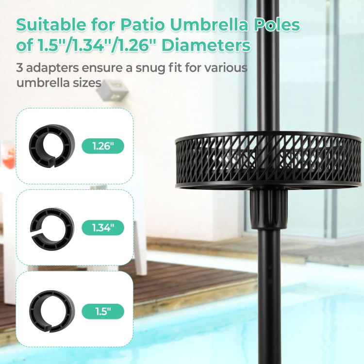 Hivvago Patio Umbrella Table Tray Adjustable With Storage And Umbrella Poles