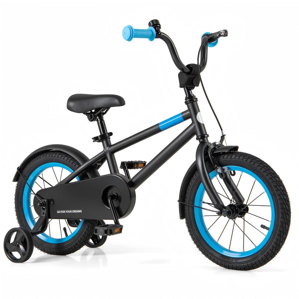 SUGIFT Kids Black 14-in Bike with Adjustable Handlebar and Detachable Training Wheels 145-lb Seat Capacity Ages 3-5