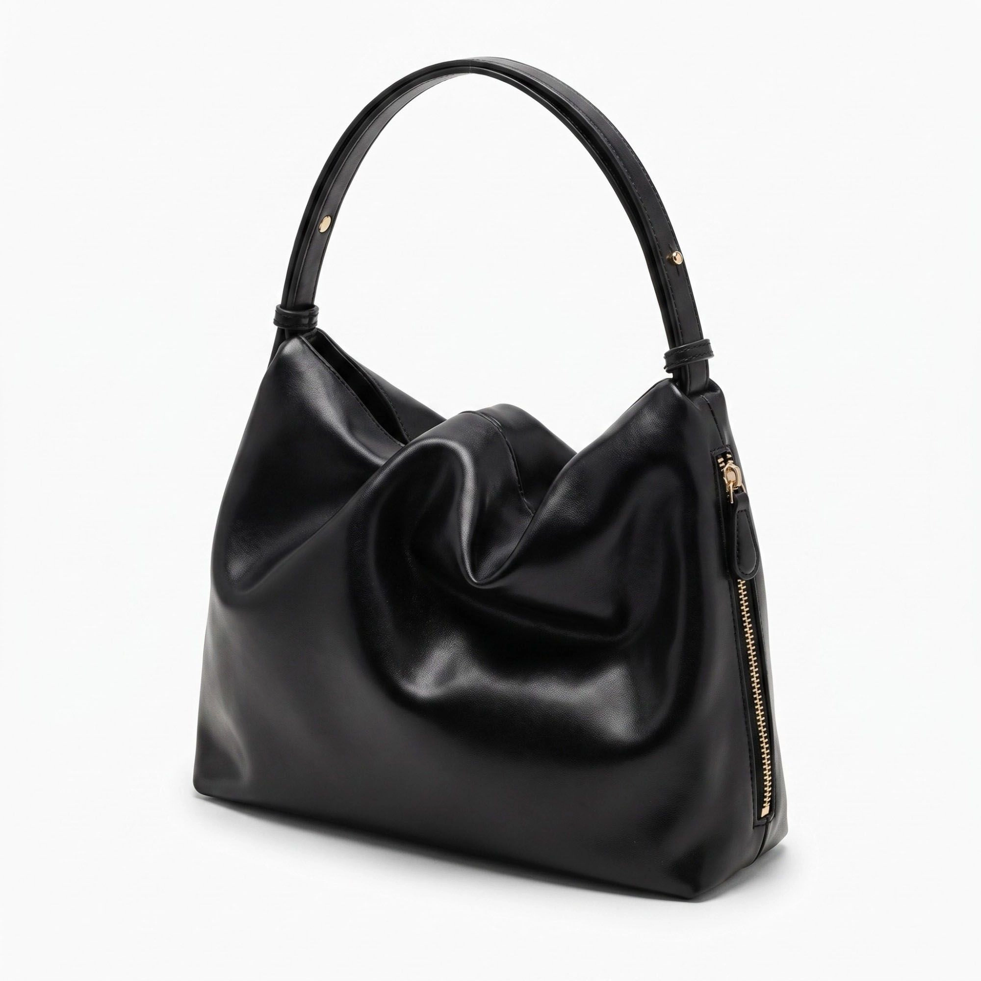 Alilang Women's Slouchy Hobo Shoulder Bag with Adjustable Strap and Side Zipper Closure 10x8.5x2.7in