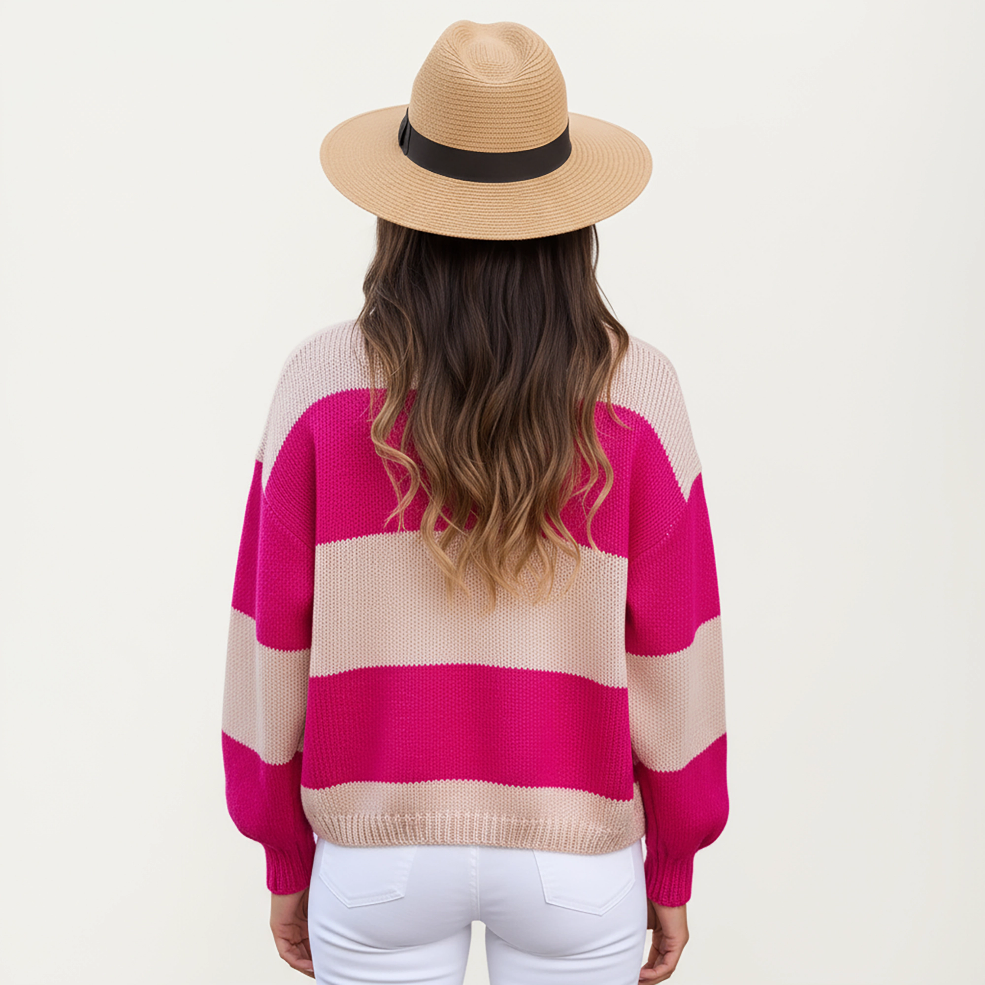 Anna-Kaci Women's Bold Stripe Knit Cardigan with Ribbed Hem and Balloon Sleeves