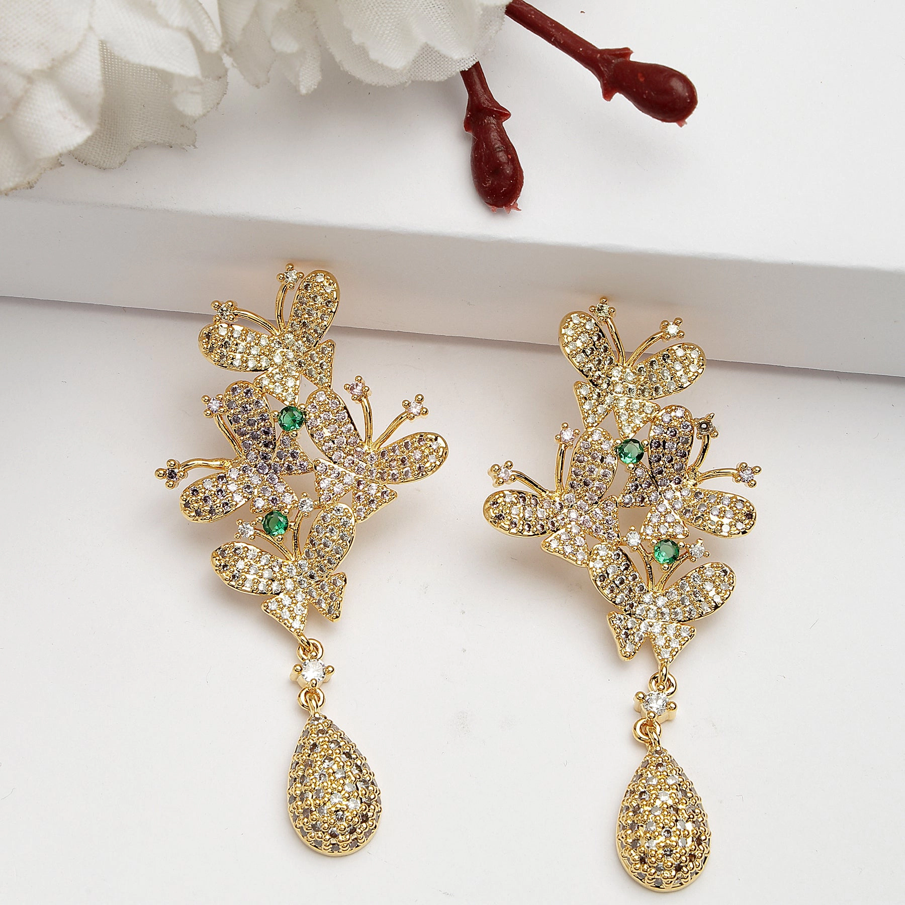 AGP PARIS Womens Diva Collection Butterfly Drop Earrings