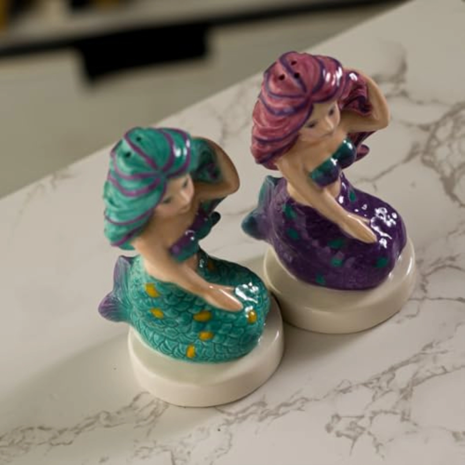 Pacific Giftware Seaside Serenade Mermaids Ceramic Magnetic Salt and Pepper Shaker Set