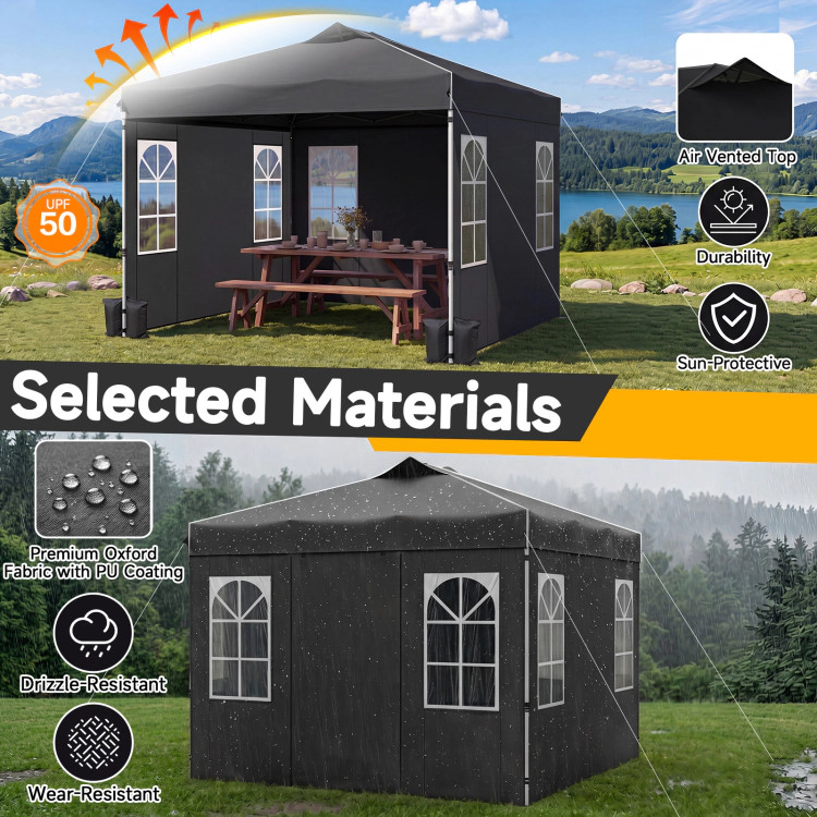 Hivvago 10 x FT Pop Up Canopy Tent with 4 Sidewalls and Adjustable Height Waterproof