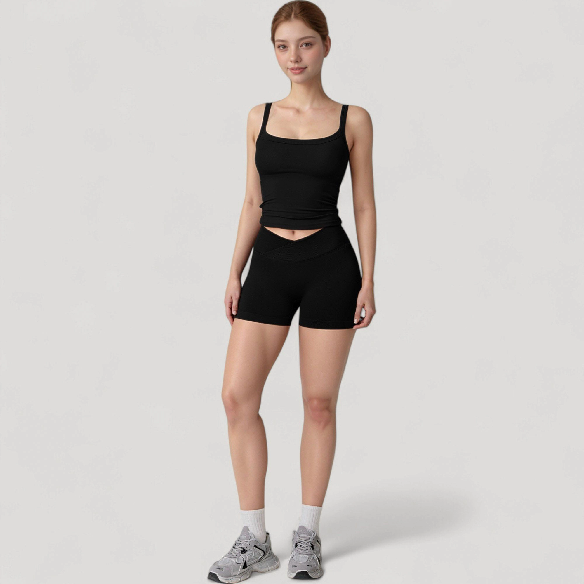 Anna-Kaci Women's Fitted Stretch Camisole Tank Top with Square Neckline and Thin Shoulder Straps