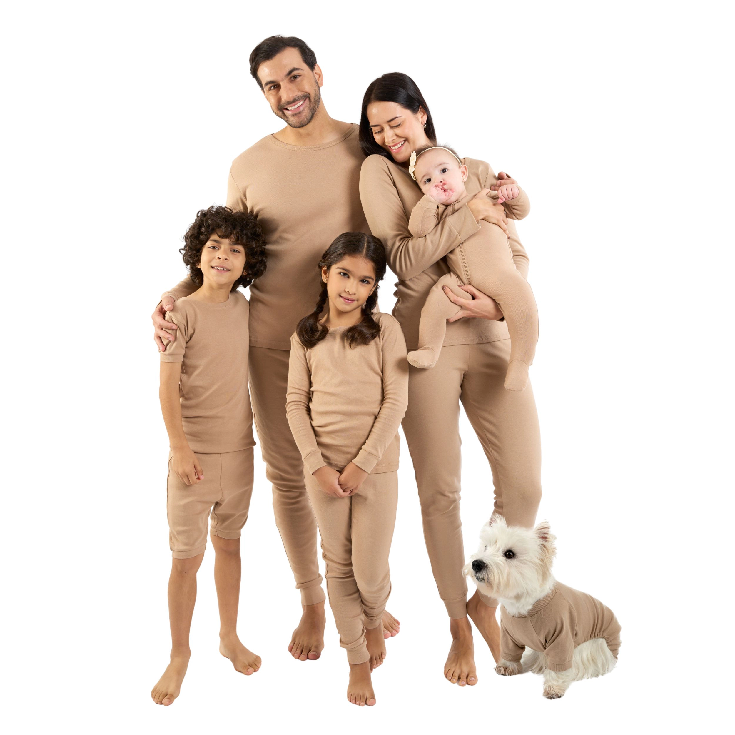 Leveret Mens 2-pc. Neutral Solid Long Sleeve Cotton Snug Fit Pajamas