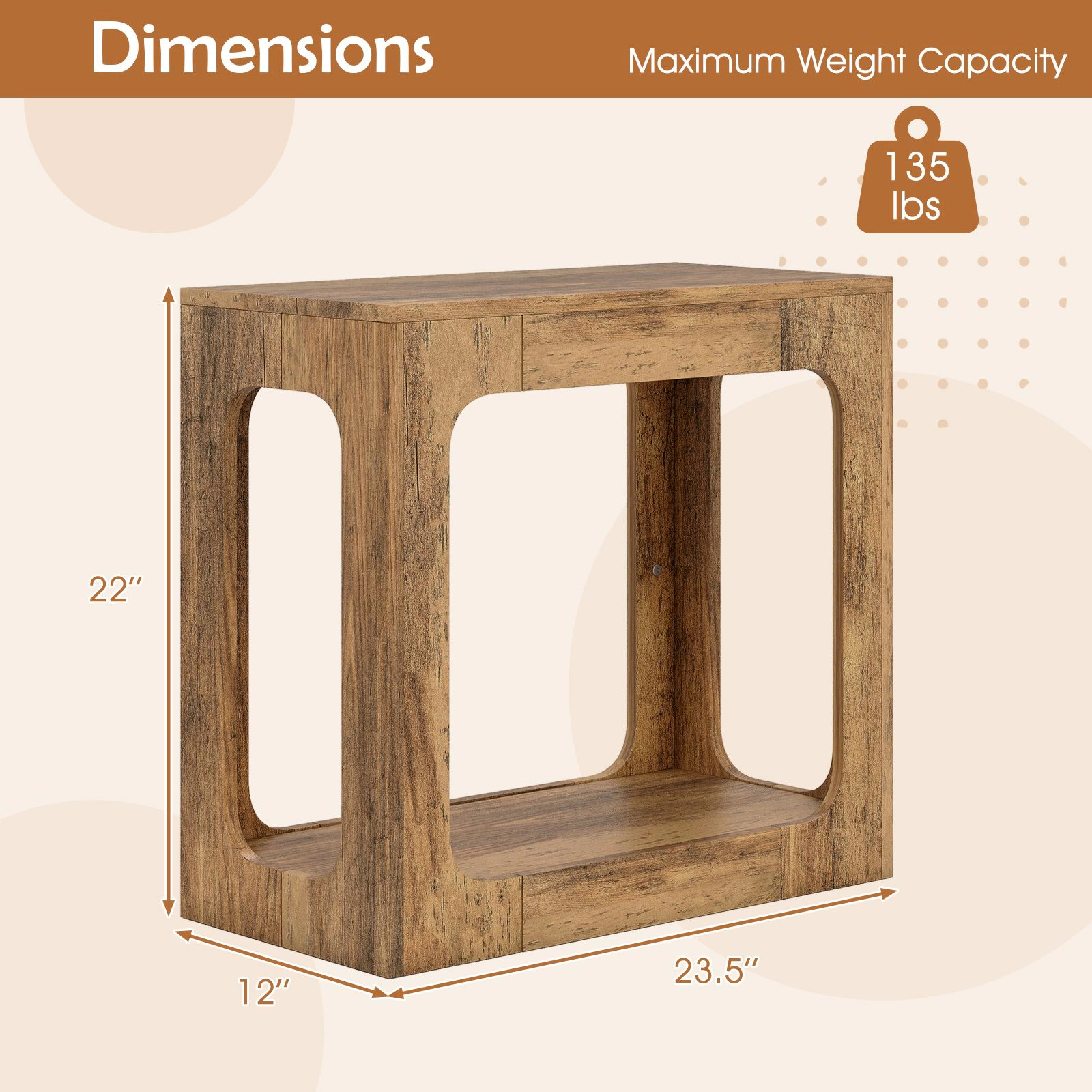 SlickBlue Farmhouse End Table with Storage Shelf for Small Spaces