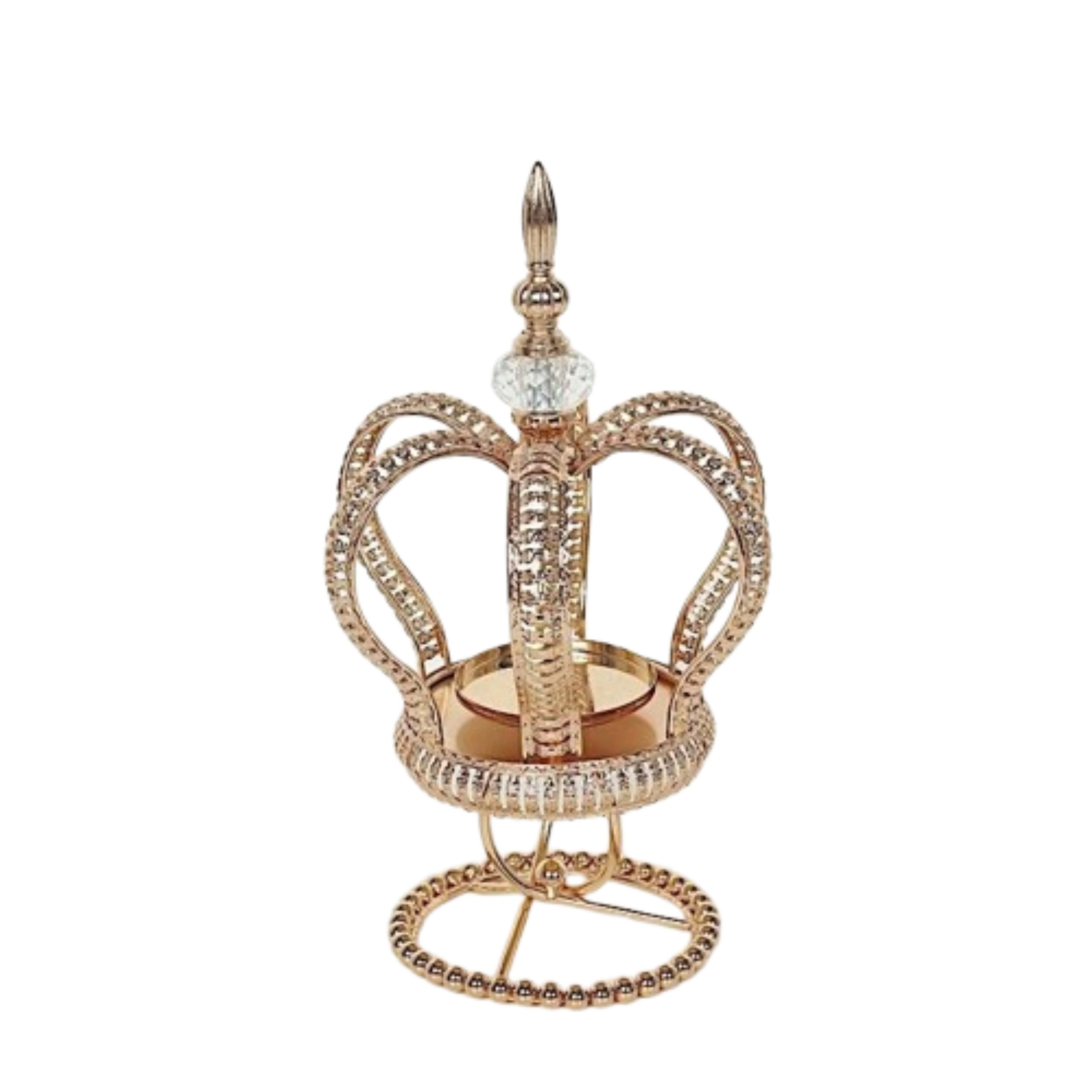 Home Collection Gold Metal Crown Spiral Pillar Candle Holder Stand