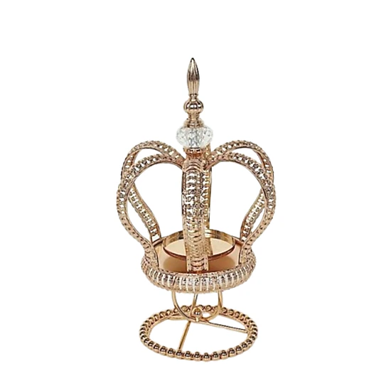 Home Collection Gold Metal Crown Spiral Pillar Candle Holder Stand
